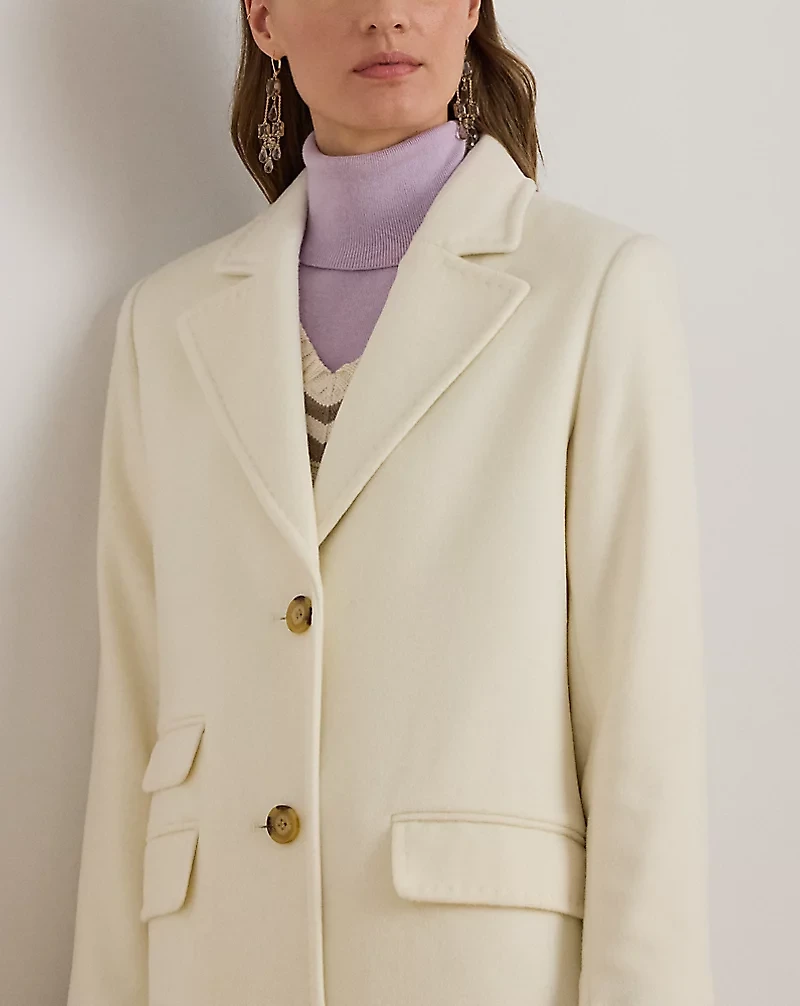 Wool-Blend Reefer Coat