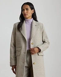 Glen Plaid Wool-Blend Reefer Coat