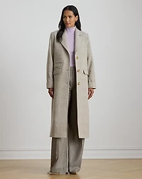 Glen Plaid Wool-Blend Reefer Coat