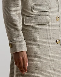 Glen Plaid Wool-Blend Reefer Coat