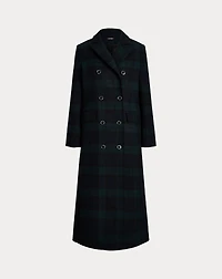 Double-Breasted Black Watch Plaid Coat