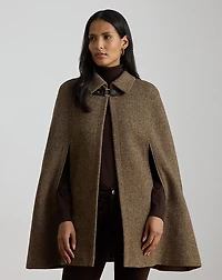 Buckle-Trim Wool-Blend Twill Cape