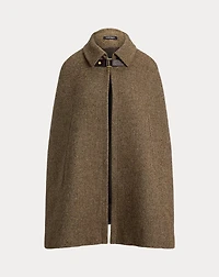 Buckle-Trim Wool-Blend Twill Cape