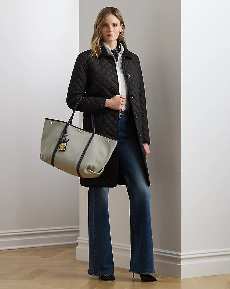 Faux-Shearling-Trim Quilted Jacket