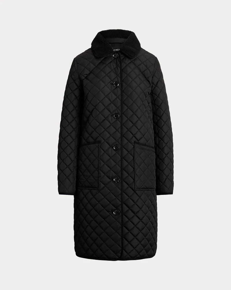 Faux-Shearling-Trim Quilted Jacket