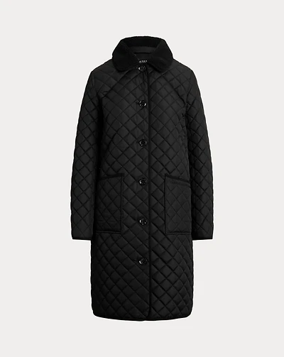 Faux-Shearling-Trim Quilted Jacket