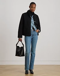 Faux-Shearling Funnelneck Coat