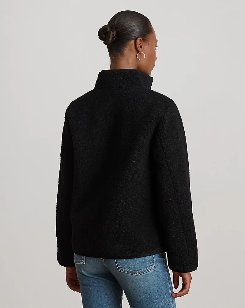 Faux-Shearling Funnelneck Coat