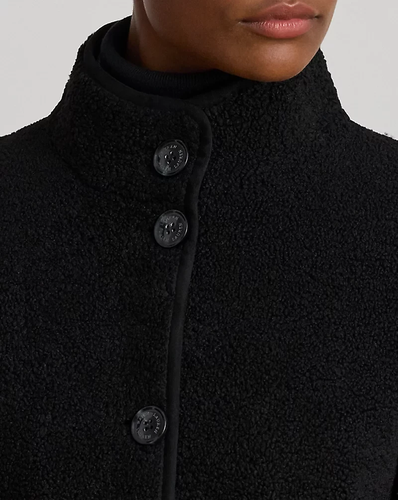 Faux-Shearling Funnelneck Coat