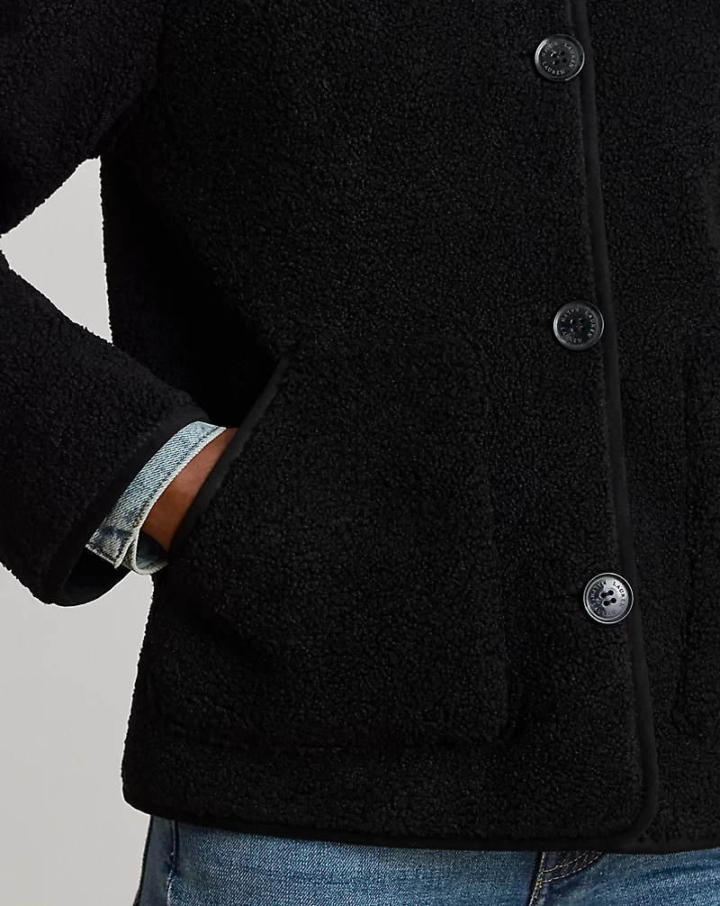 Faux-Shearling Funnelneck Coat