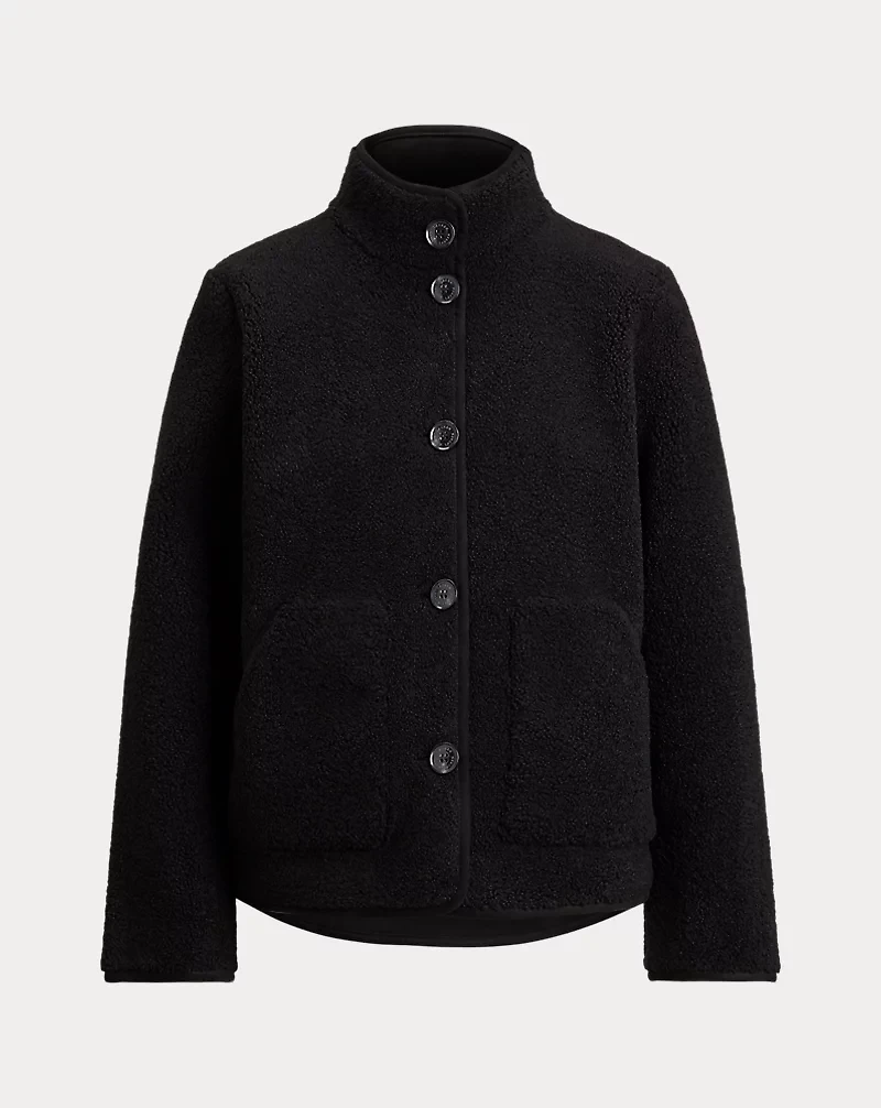 Faux-Shearling Funnelneck Coat