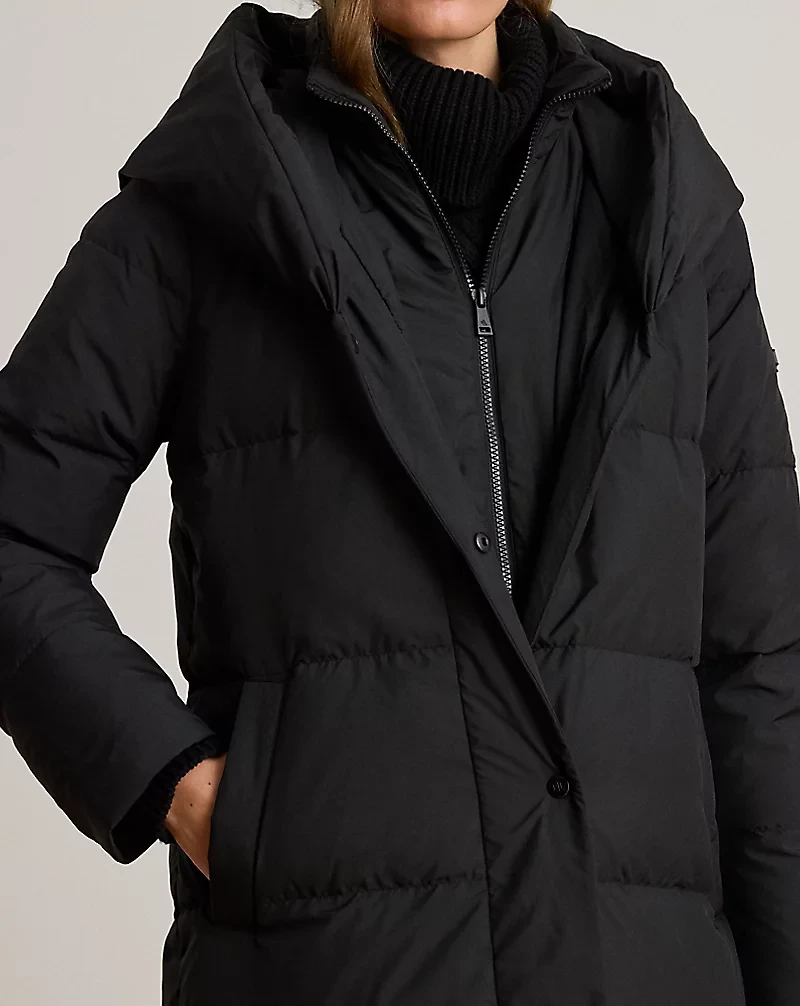 Oversize-Collar Quilted Down Coat