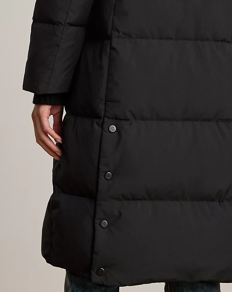 Oversize-Collar Quilted Down Coat