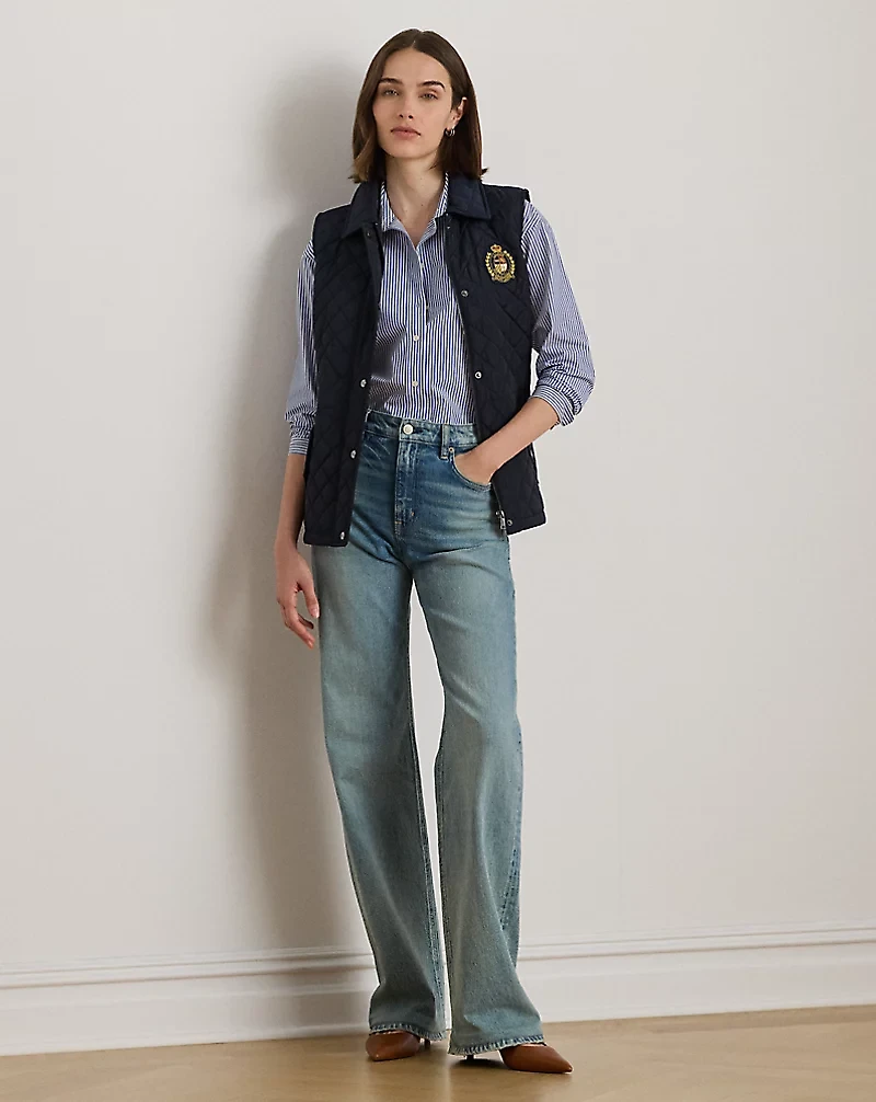 Crest-Patch Diamond-Quilted Vest