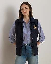 Crest-Patch Diamond-Quilted Vest