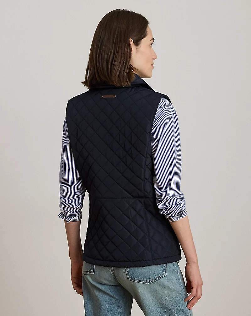 Crest-Patch Diamond-Quilted Vest