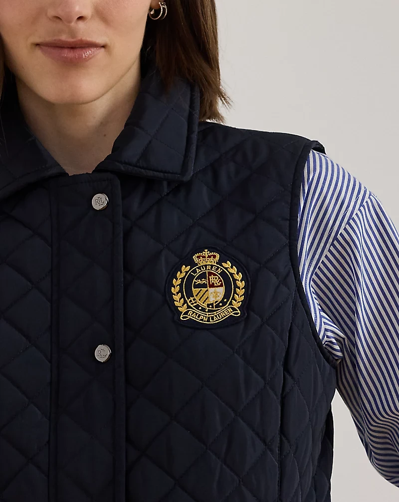 Crest-Patch Diamond-Quilted Vest