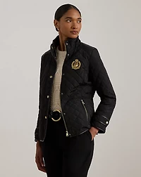 Crest-Patch Quilted Funnelneck Jacket