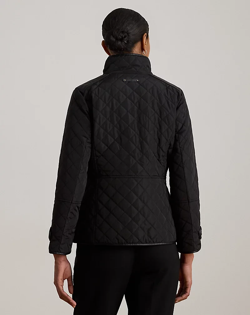 Crest-Patch Quilted Funnelneck Jacket