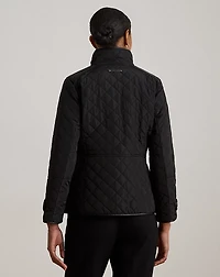 Crest-Patch Quilted Funnelneck Jacket