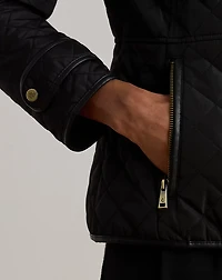 Crest-Patch Quilted Funnelneck Jacket