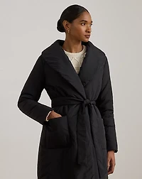 Belted Oversize-Collar Puffer Wrap Coat