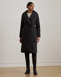 Belted Oversize-Collar Puffer Wrap Coat