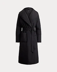 Belted Oversize-Collar Puffer Wrap Coat