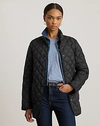 Diamond-Quilted Mockneck Jacket