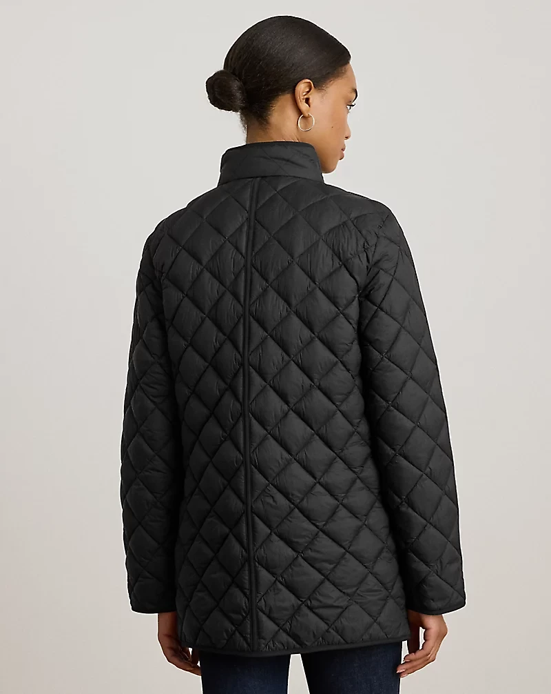 Diamond-Quilted Mockneck Jacket