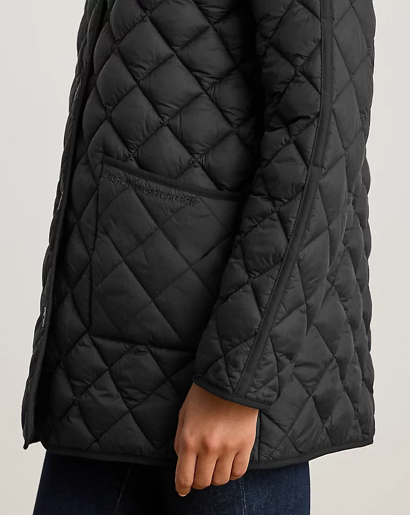 Diamond-Quilted Mockneck Jacket