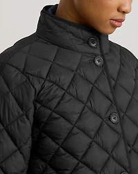 Diamond-Quilted Mockneck Jacket
