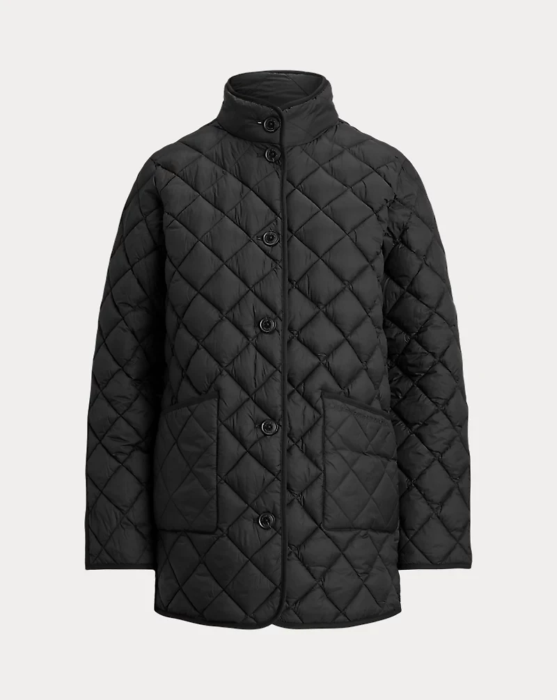 Diamond-Quilted Mockneck Jacket