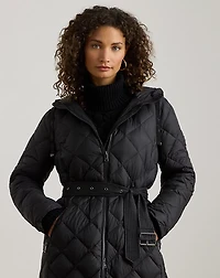 Hooded Diamond-Quilted Down Maxicoat