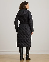 Hooded Diamond-Quilted Down Maxicoat