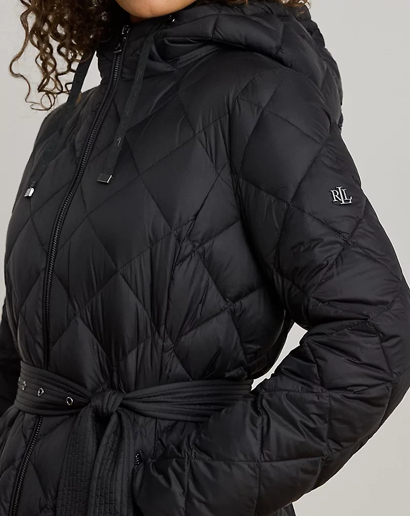 Hooded Diamond-Quilted Down Maxicoat