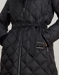 Hooded Diamond-Quilted Down Maxicoat