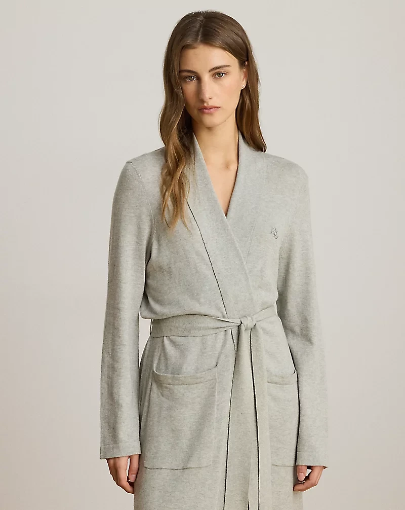 Cotton-Cashmere Jersey Long Robe