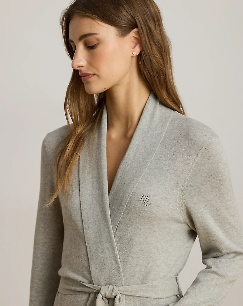 Cotton-Cashmere Jersey Long Robe