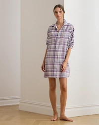 Plaid Cotton-Blend Twill Sleep Shirt