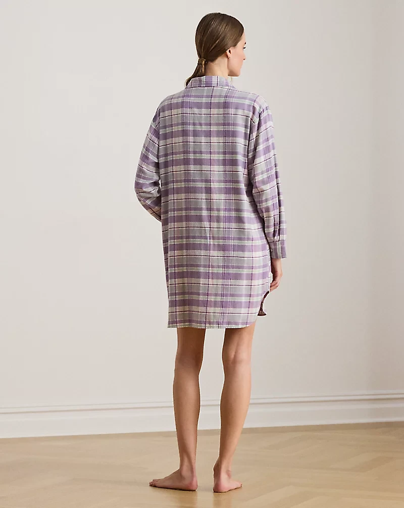Plaid Cotton-Blend Twill Sleep Shirt