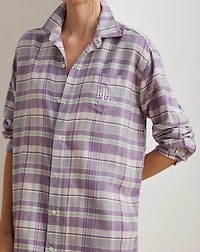 Plaid Cotton-Blend Twill Sleep Shirt