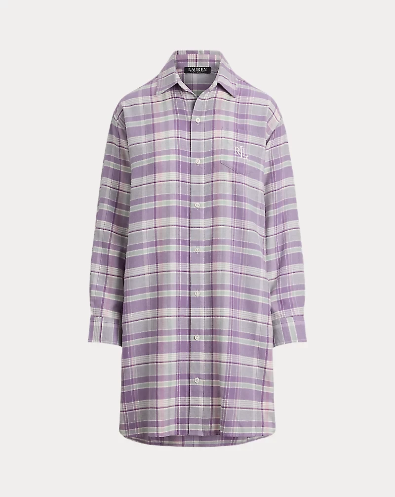 Plaid Cotton-Blend Twill Sleep Shirt