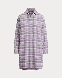 Plaid Cotton-Blend Twill Sleep Shirt