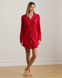 Dog-Embroidered Jersey Sleep Shirt