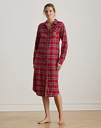 Plaid Brushed Twill Long Sleep Shirt