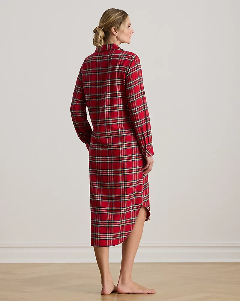 Plaid Brushed Twill Long Sleep Shirt