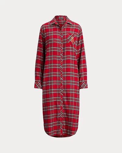 Plaid Brushed Twill Long Sleep Shirt