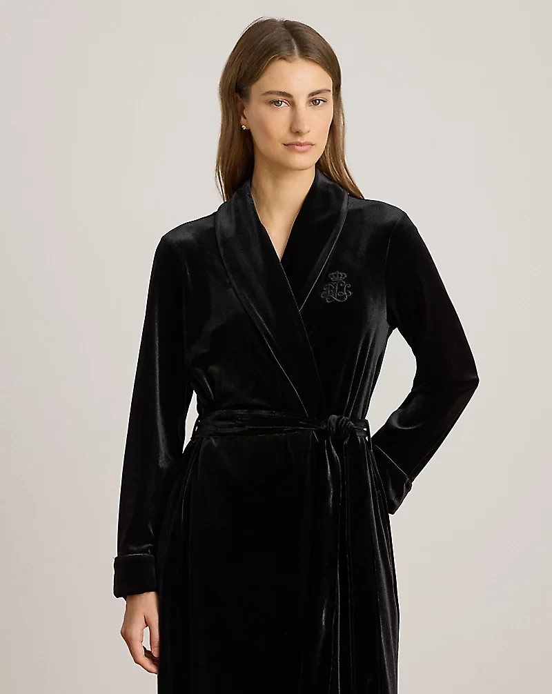Velvet Long Shawl-Collar Robe
