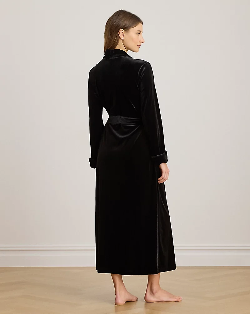 Velvet Long Shawl-Collar Robe